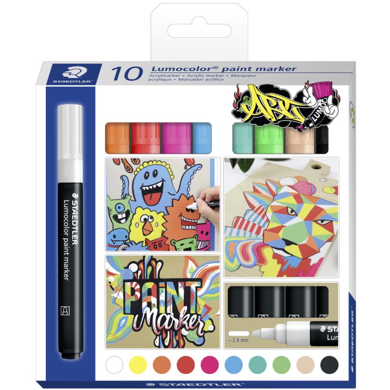 STAEDTLER Lumocolor marqueurs acryliques, encre permanente, 10 pièces, 2,4 mm